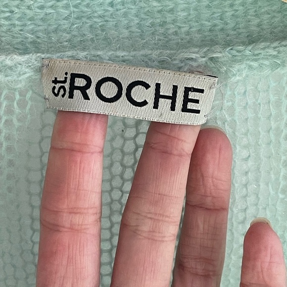 ST. ROCHE Mint Pastel Open Knit 'Whisper' Cardigan {$345} Mohair Cable Stitch Sm - Picture 5 of 9